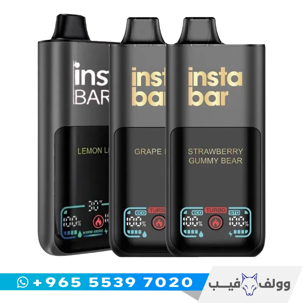 سحبة انستا بار 70K بميش كويل مزدوج وبطارية 1200mAh من وولف فيب الكويت – Insta Bar 70K disposable vape