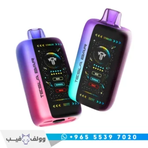 سحبة تسلا بار 40000 سحبة الكويت Tesla Bar 40000 puffs disposable vape شاشة ذكية تحكم بالواط.
