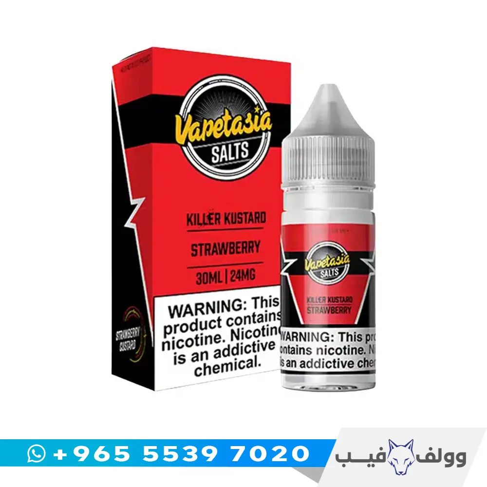 Vapetasia Killer Kustard Strawberry Salt قنينة نكهة فابتسيا كيلر كاسترد فراولة سولت ٣٠ مل من وولف فيب الكويت