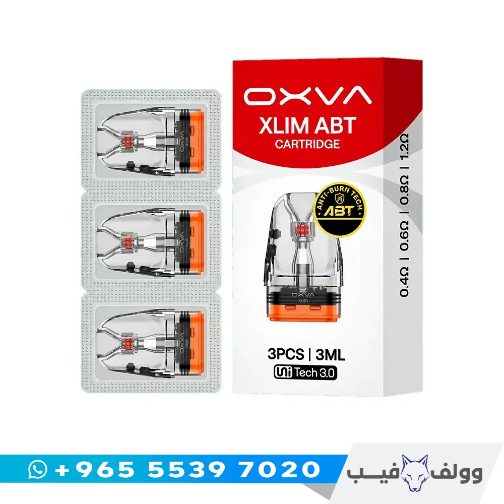 OXVA XLIM ABT 3ml Replacement Cartridges علبة بودات اوكسفا اكسليم ABT 3 مل مع ثلاثة بودات من وولف فيب الكويت
