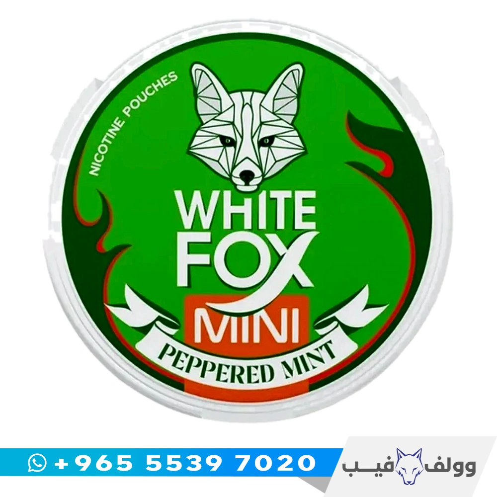 White Fox Peppered Mint Mini علبة أكياس نيكوتين وايت فوكس بيبرد منت ميني 10 ملغ من وولف فيب الكويت